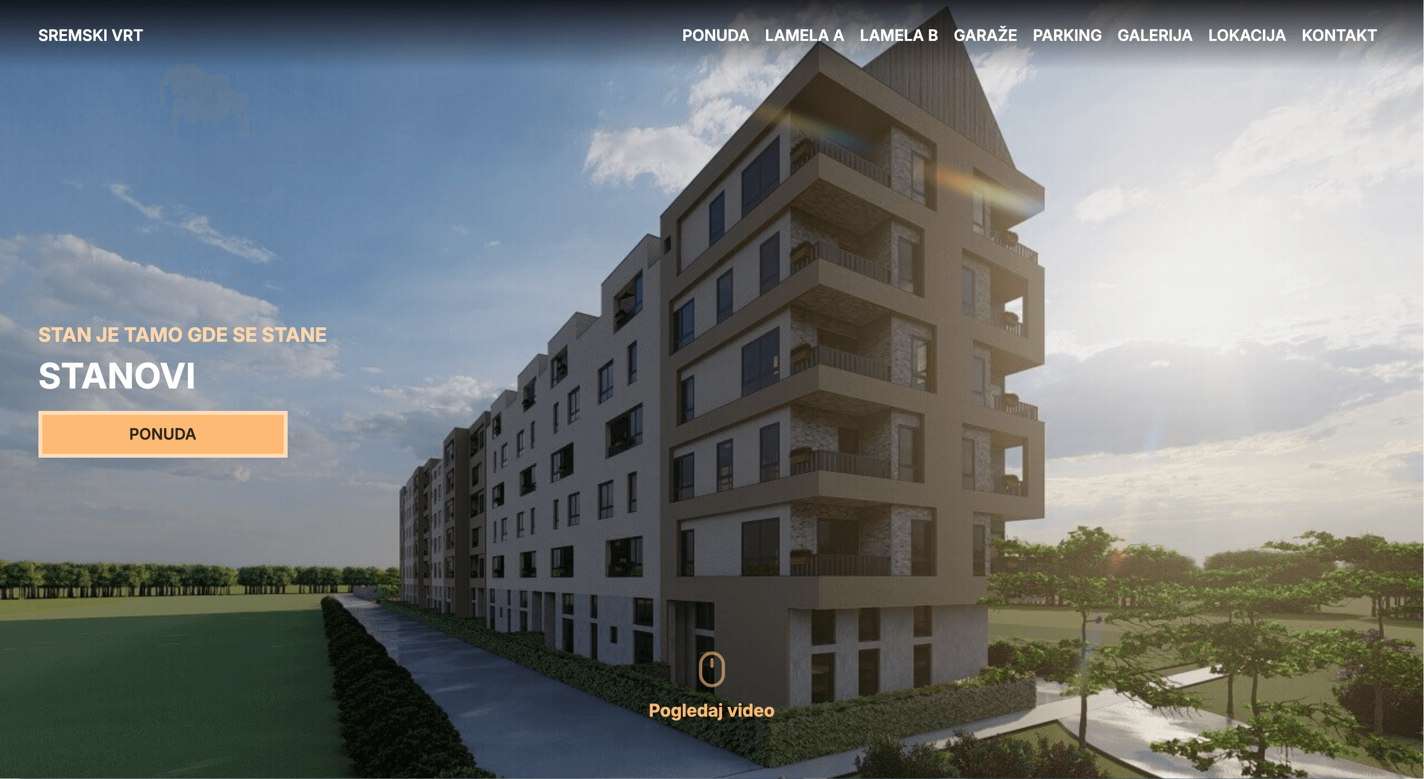 Screenshot sajta Sremski Vrt